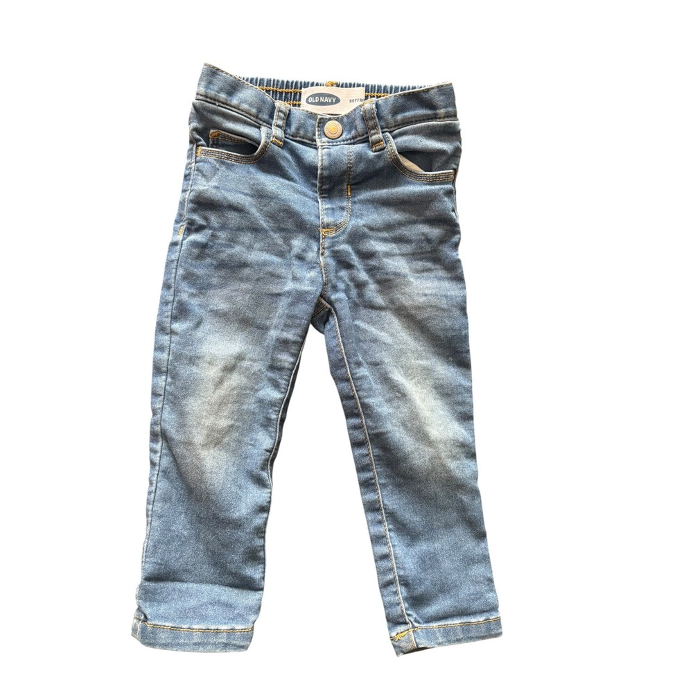 Old Navy Girls 12-18M Boyfriend‎ Jeans Elastic Waist Denim Pants Blue baby girls